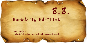 Borbély Bálint névjegykártya